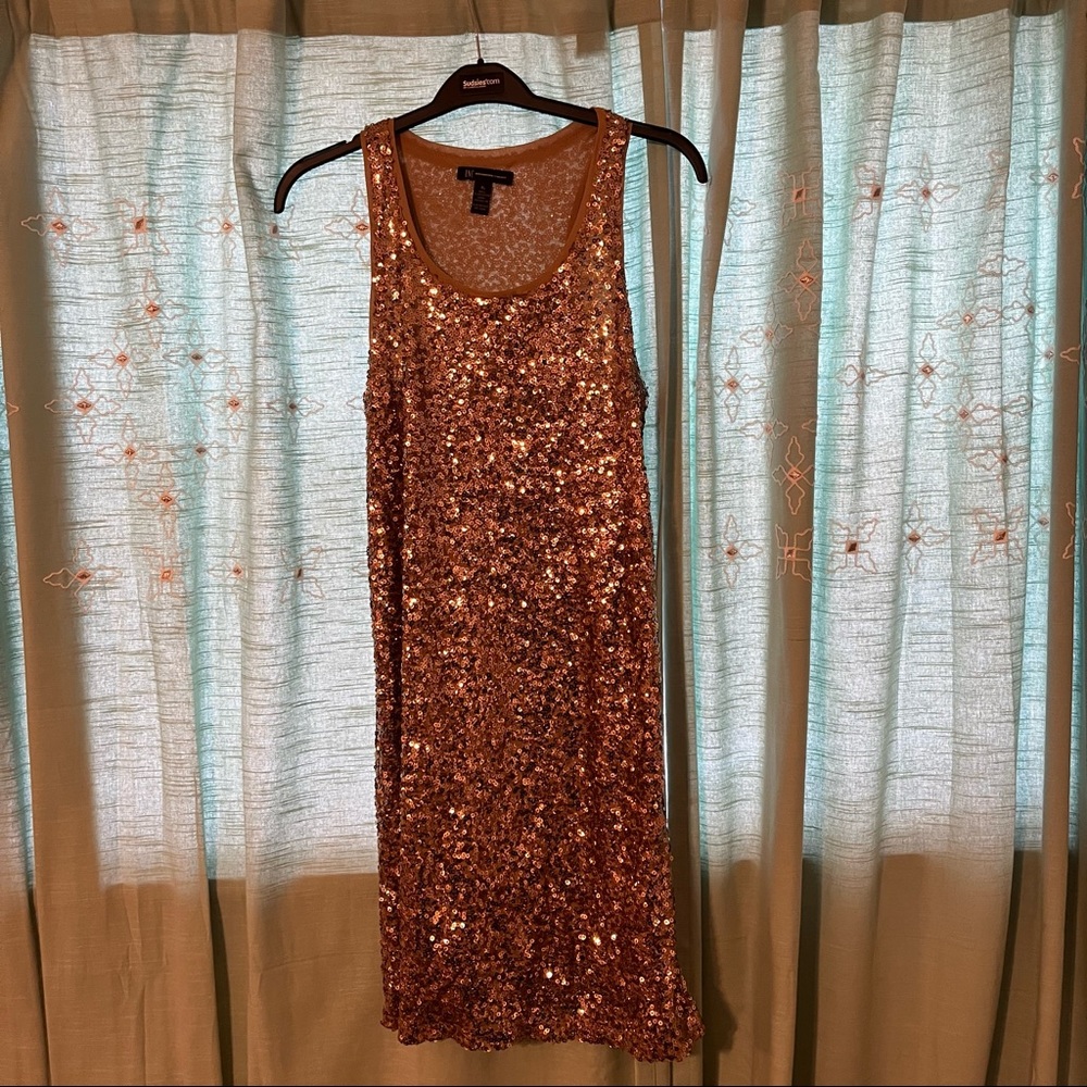 INC NWOT racerback tank dress gold sequins